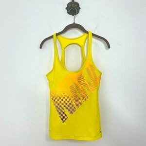 Nike Yellow Dri Fit Racerback Tank Top Built In Bra Women’s Size Small Runner